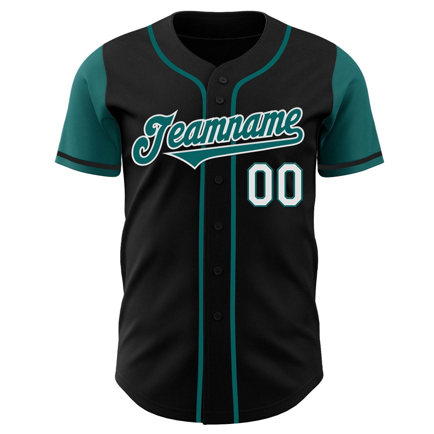 Custom Black Teal-White Authentic Two Tone Baseball Jersey view 2