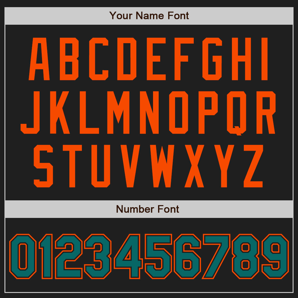 Custom Black Teal-Orange Authentic Two Tone Baseball Jersey view 5