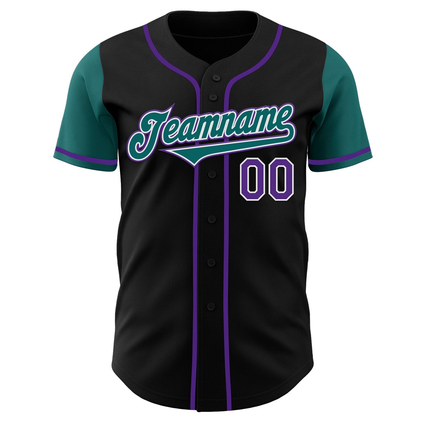 Custom Black Teal-Purple Authentic Two Tone Baseball Jersey view 2