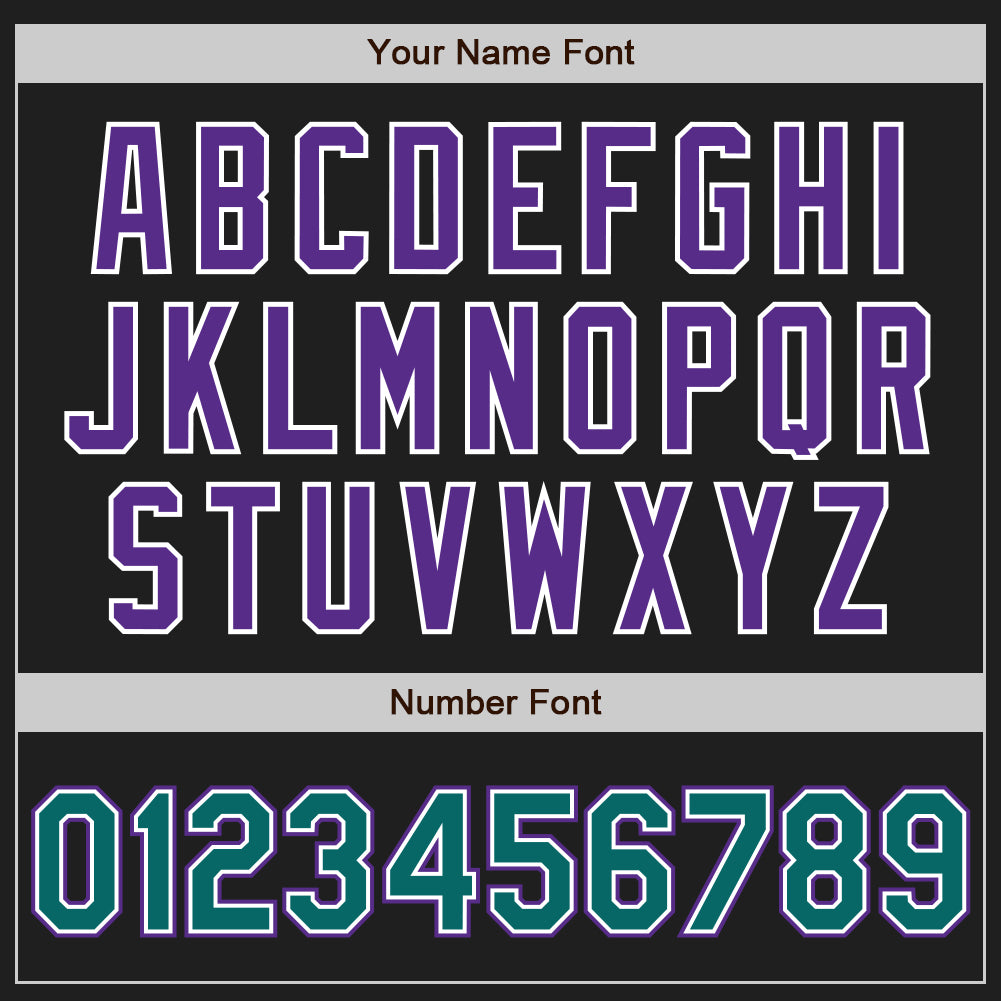 Custom Black Teal-Purple Authentic Two Tone Baseball Jersey view 5