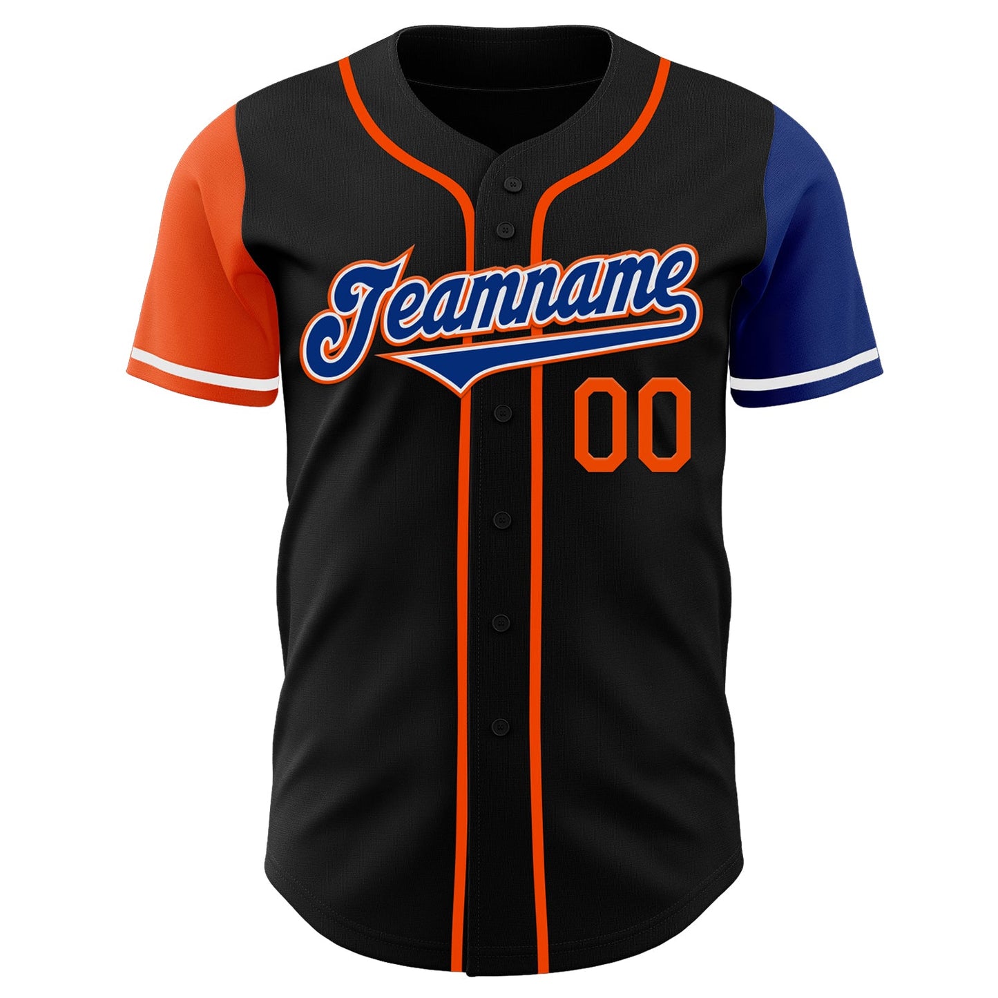 Custom Black Royal-Orange Authentic Two Tone Baseball Jersey view 2