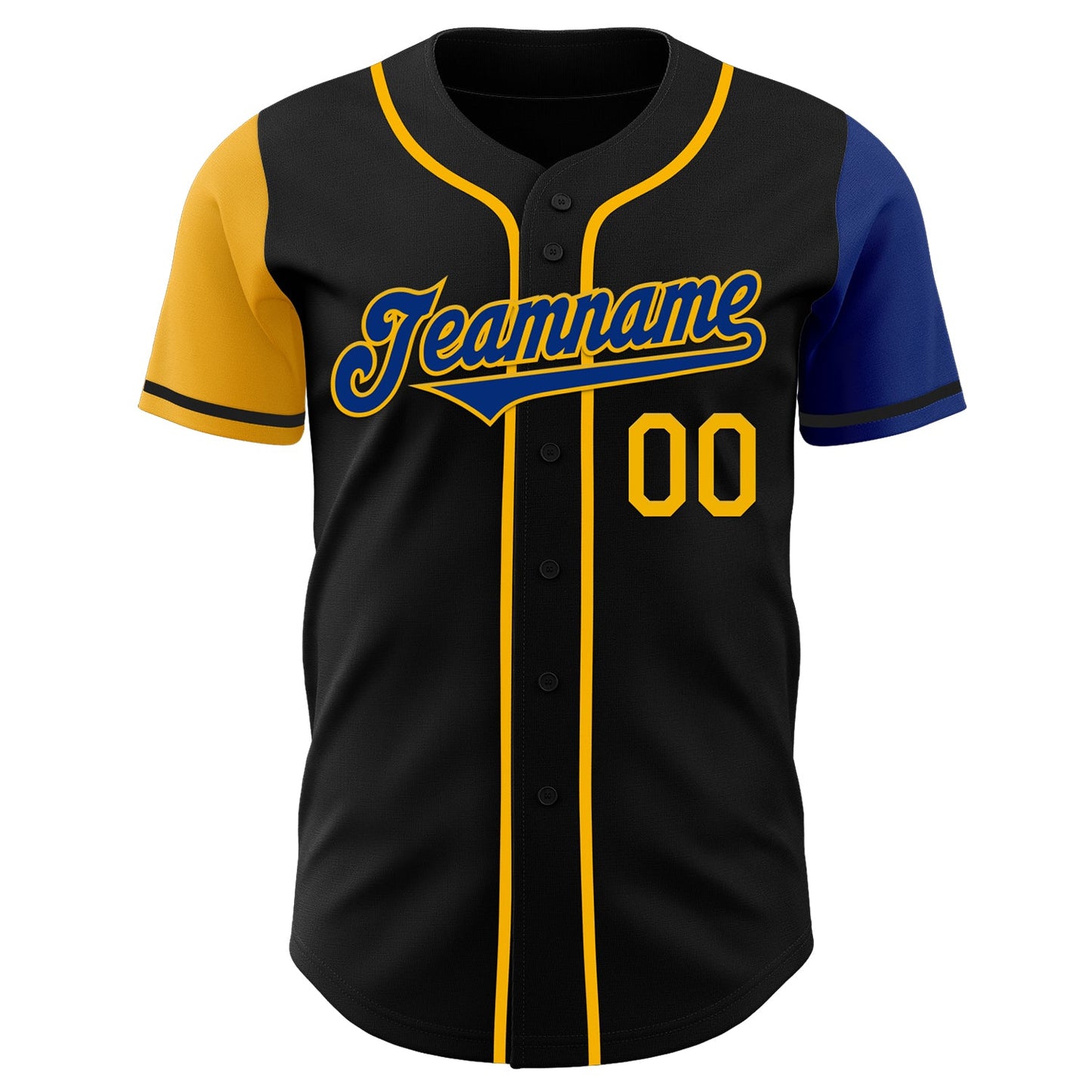 Custom Black Royal-Gold Authentic Two Tone Baseball Jersey view 2