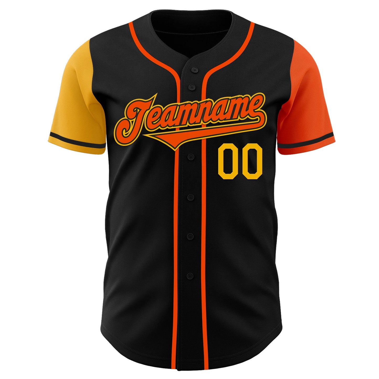 Custom Black Orange-Gold Authentic Two Tone Baseball Jersey view 2