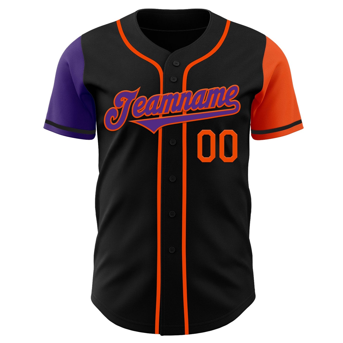 Custom Black Purple-Orange Authentic Two Tone Baseball Jersey view 2