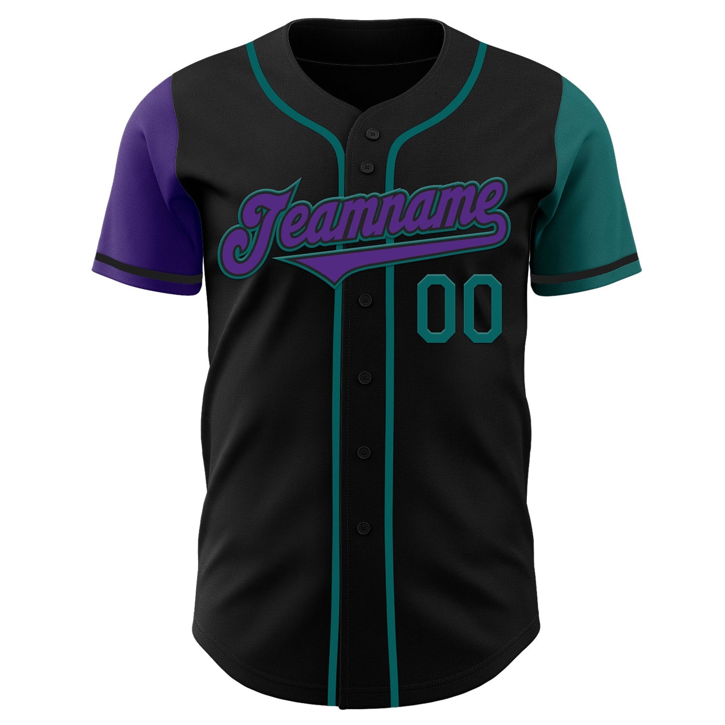 Custom Black Purple-Teal Authentic Two Tone Baseball Jersey view 2