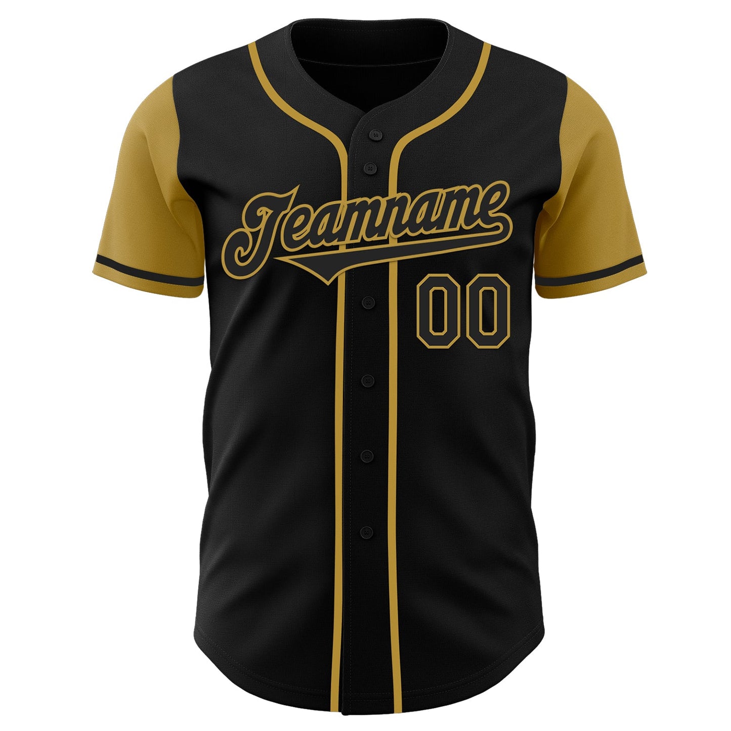 Custom Black Old Gold Authentic Two Tone Baseball Jersey view 2