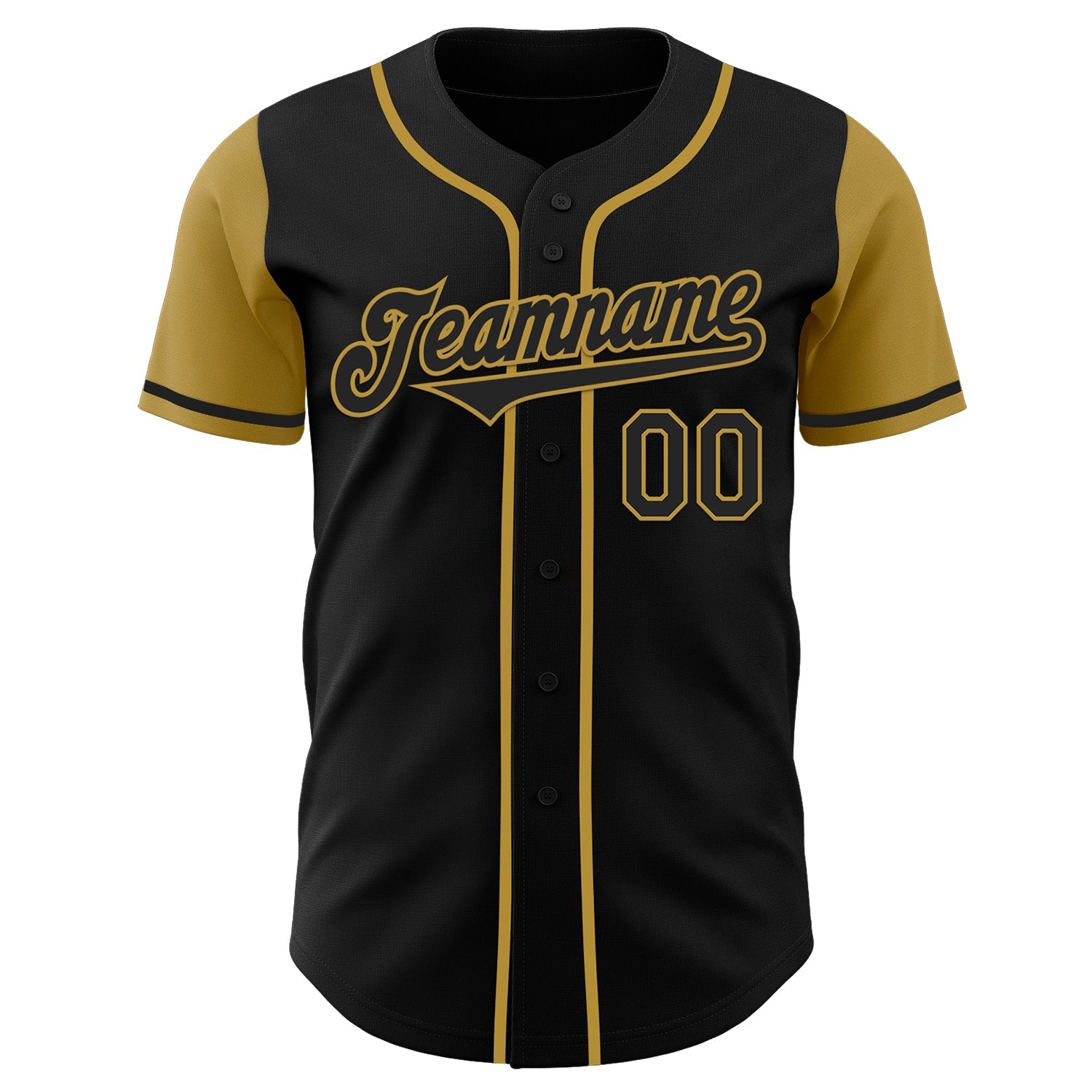 Custom Black Old Gold Authentic Two Tone Baseball Jersey view 2