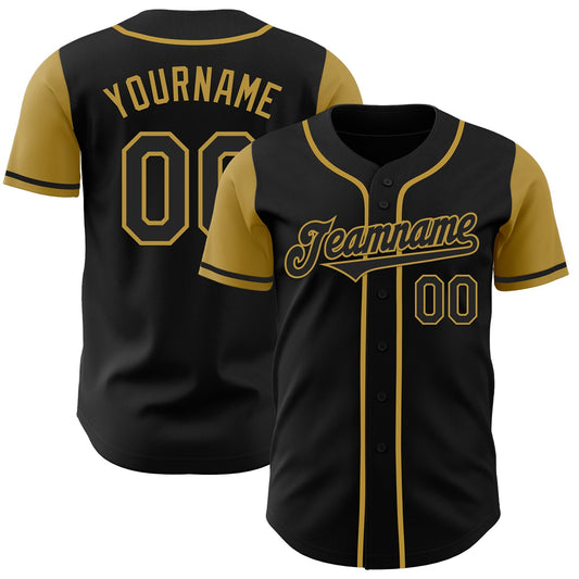 Custom Black Old Gold Authentic Two Tone Baseball Jersey - Main View