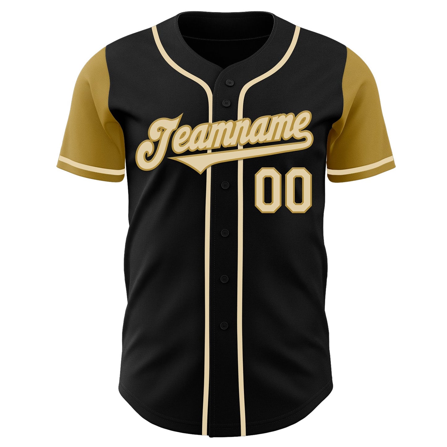 Custom Black Cream-Old Gold Authentic Two Tone Baseball Jersey view 2