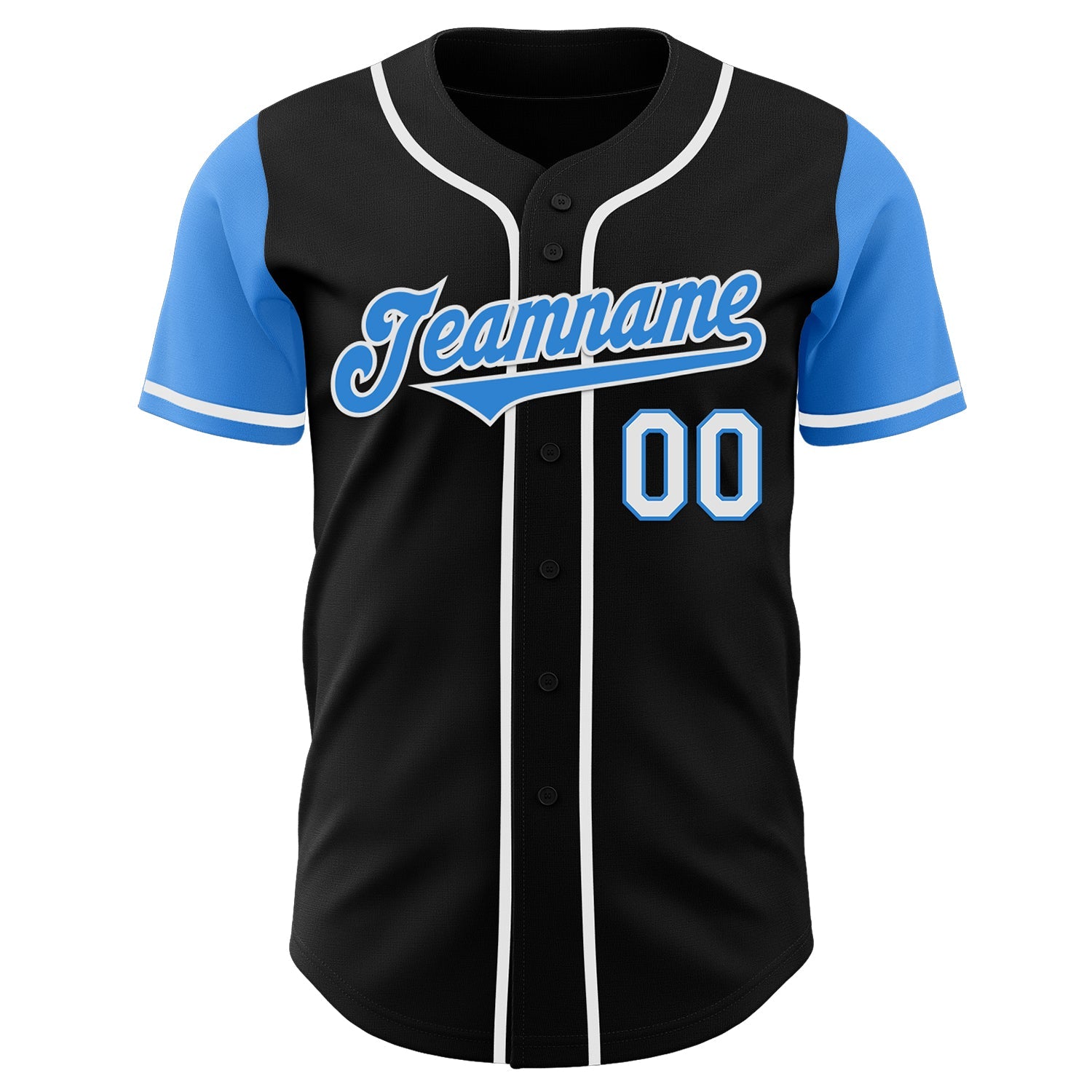 Custom Black Electric Blue-White Authentic Two Tone Baseball Jersey view 2