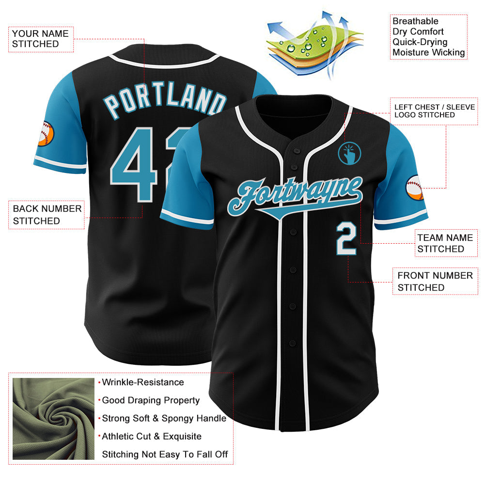 Custom Black Panther Blue-White Authentic Two Tone Baseball Jersey view 3
