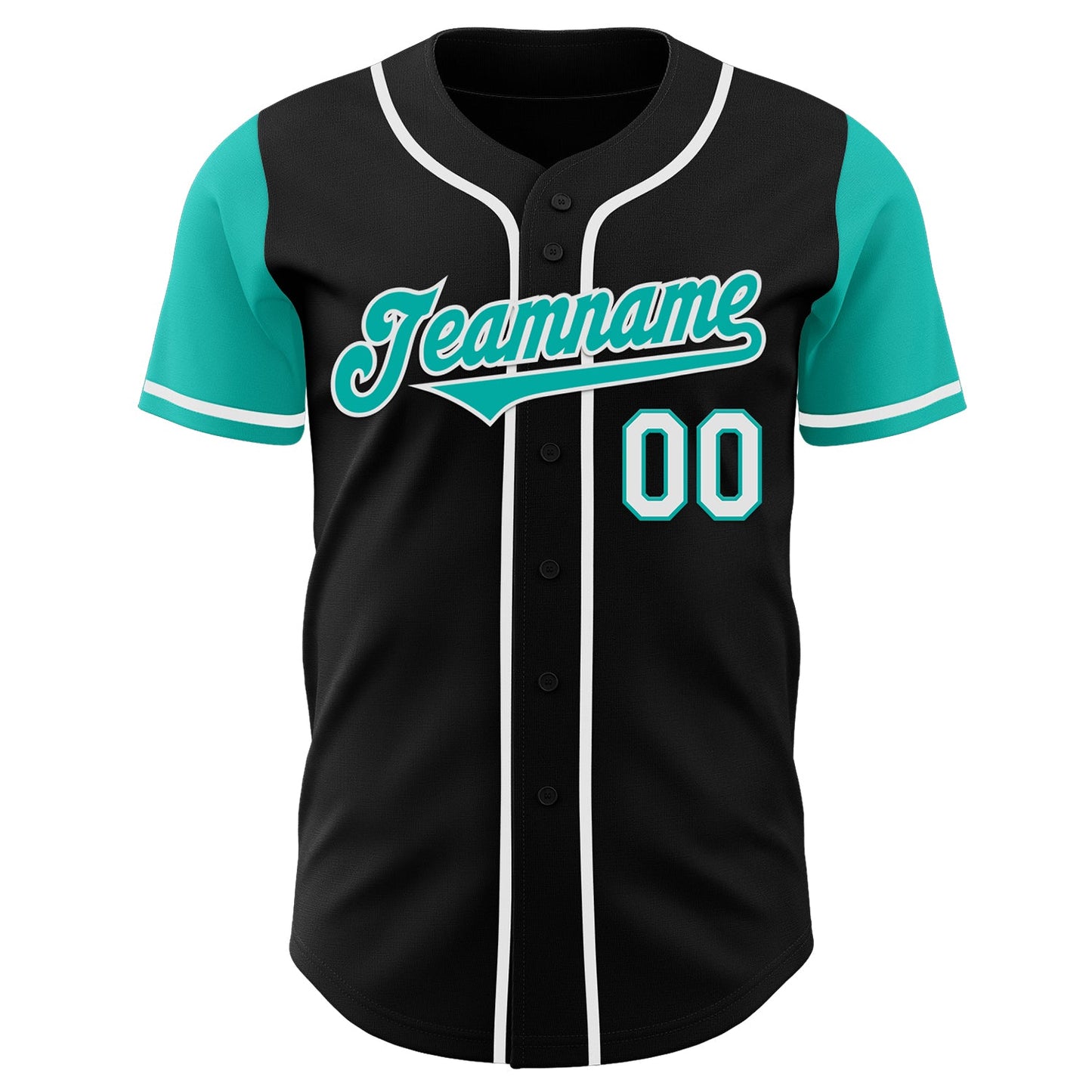 Custom Black Aqua-White Authentic Two Tone Baseball Jersey view 2