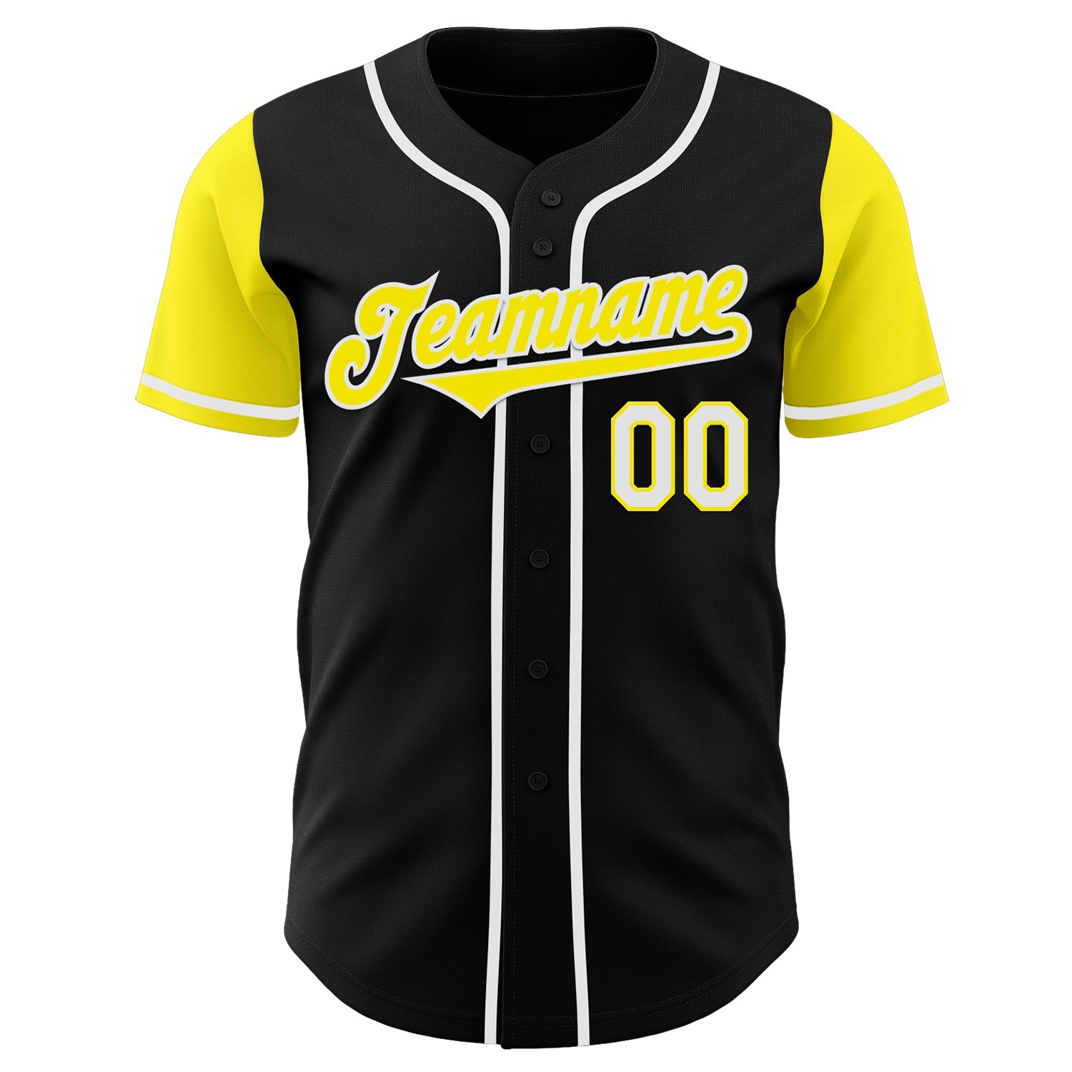 Custom Black Light Yellow-White Authentic Two Tone Baseball Jersey view 2