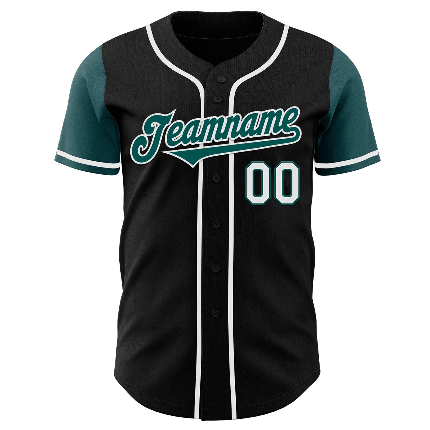 Custom Black Midnight Green-White Authentic Two Tone Baseball Jersey view 2