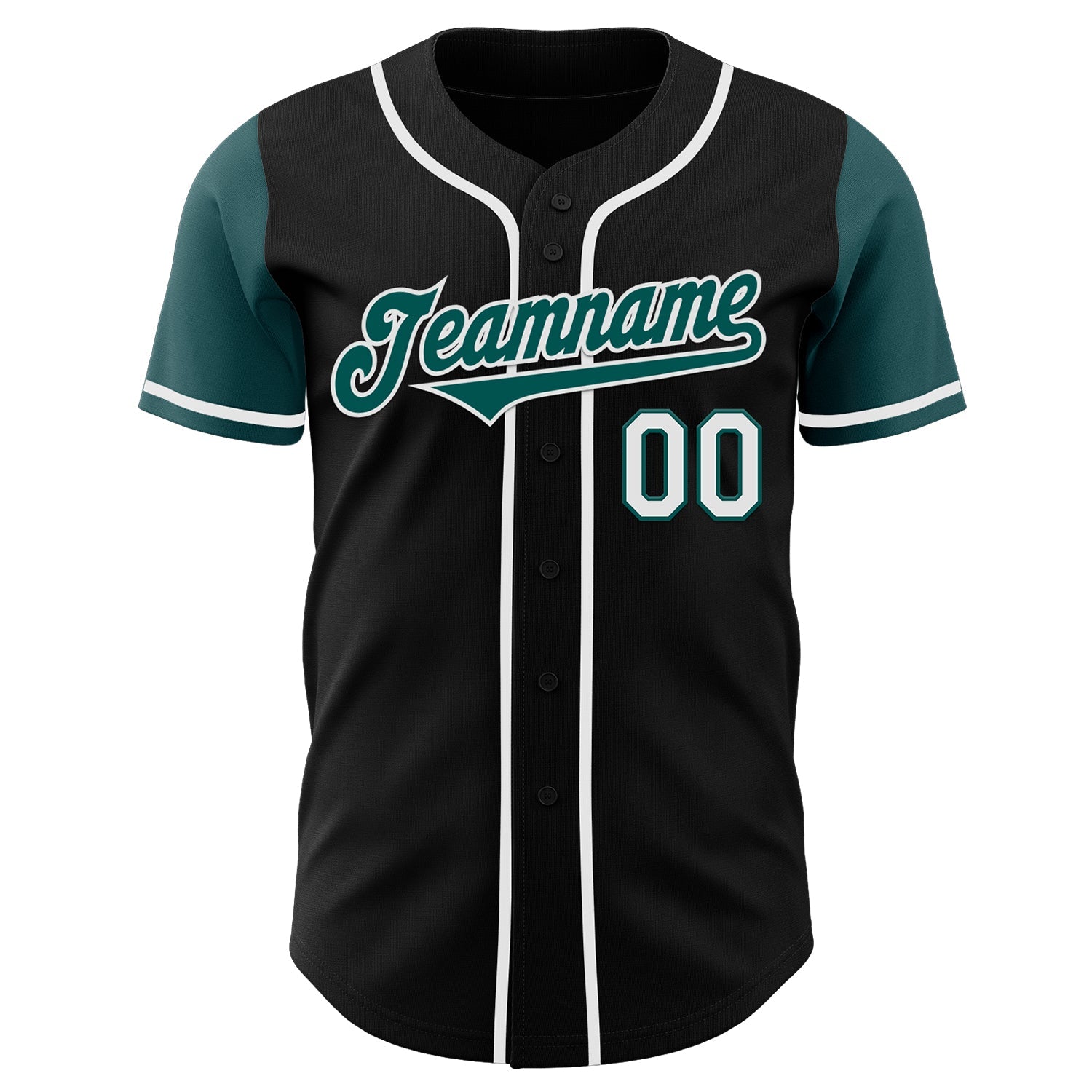 Custom Black Midnight Green-White Authentic Two Tone Baseball Jersey view 2