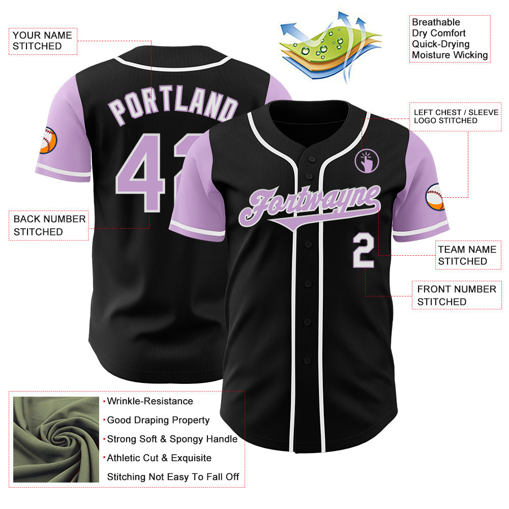 Custom Black Light Purple-White Authentic Two Tone Baseball Jersey view 3