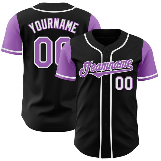 Custom Black Medium Purple-White Authentic Two Tone Baseball Jersey - Main View