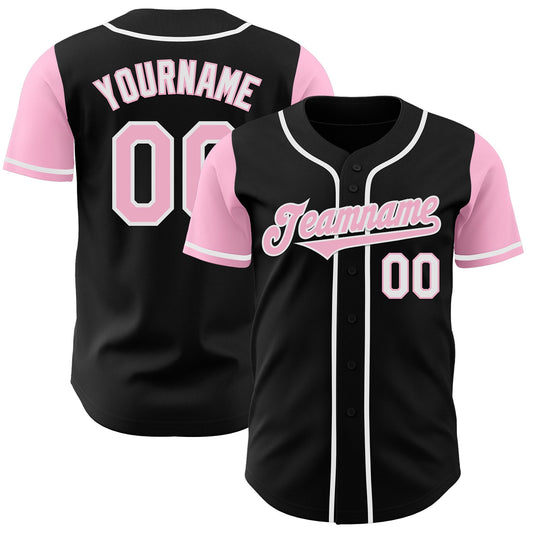 Custom Black Light Pink-White Authentic Two Tone Baseball Jersey - Main View
