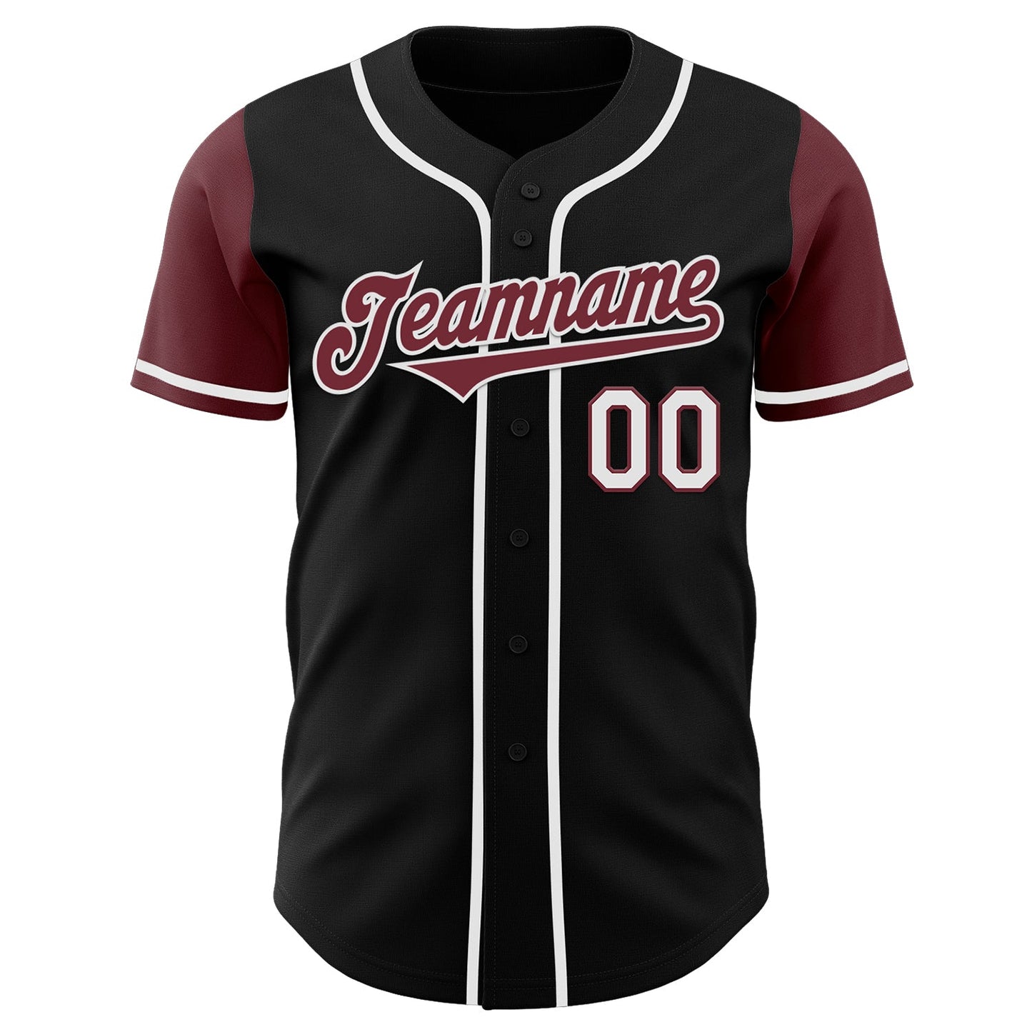 Custom Black Burgundy-White Authentic Two Tone Baseball Jersey view 2