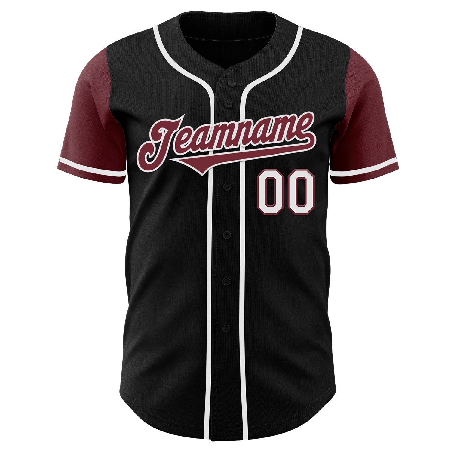 Custom Black Burgundy-White Authentic Two Tone Baseball Jersey view 2