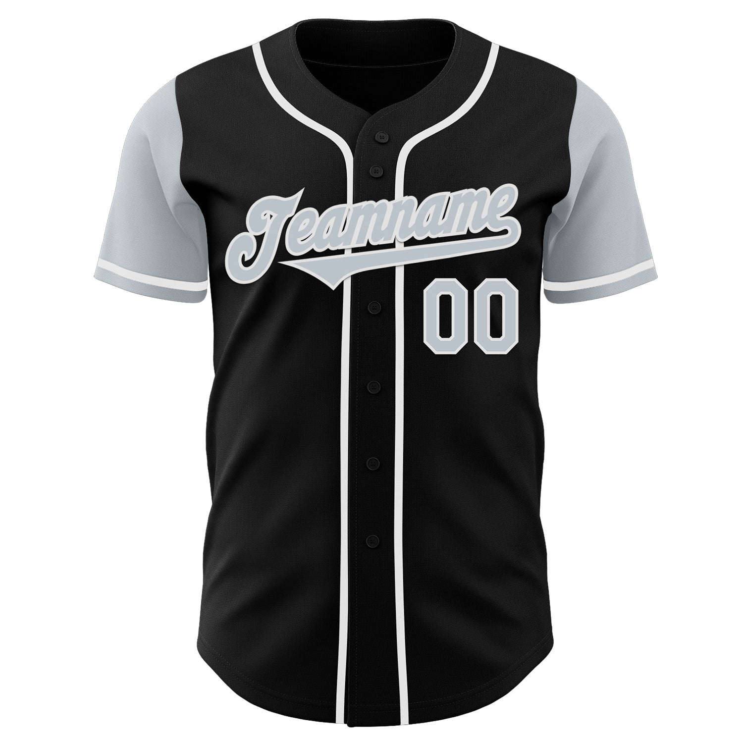Custom Black Silver-White Authentic Two Tone Baseball Jersey view 2