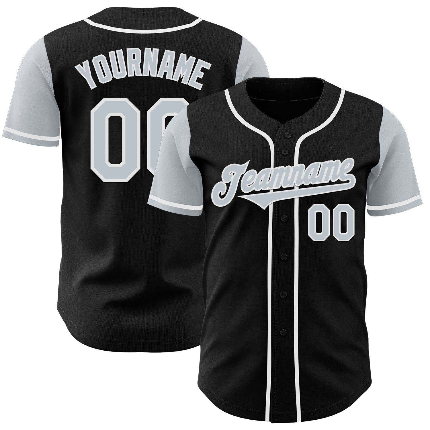 Custom Black Silver-White Authentic Two Tone Baseball Jersey - Main View
