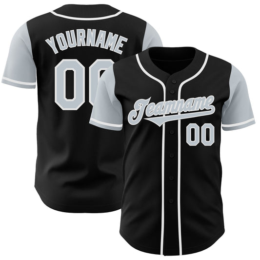 Custom Black Silver-White Authentic Two Tone Baseball Jersey - Main View