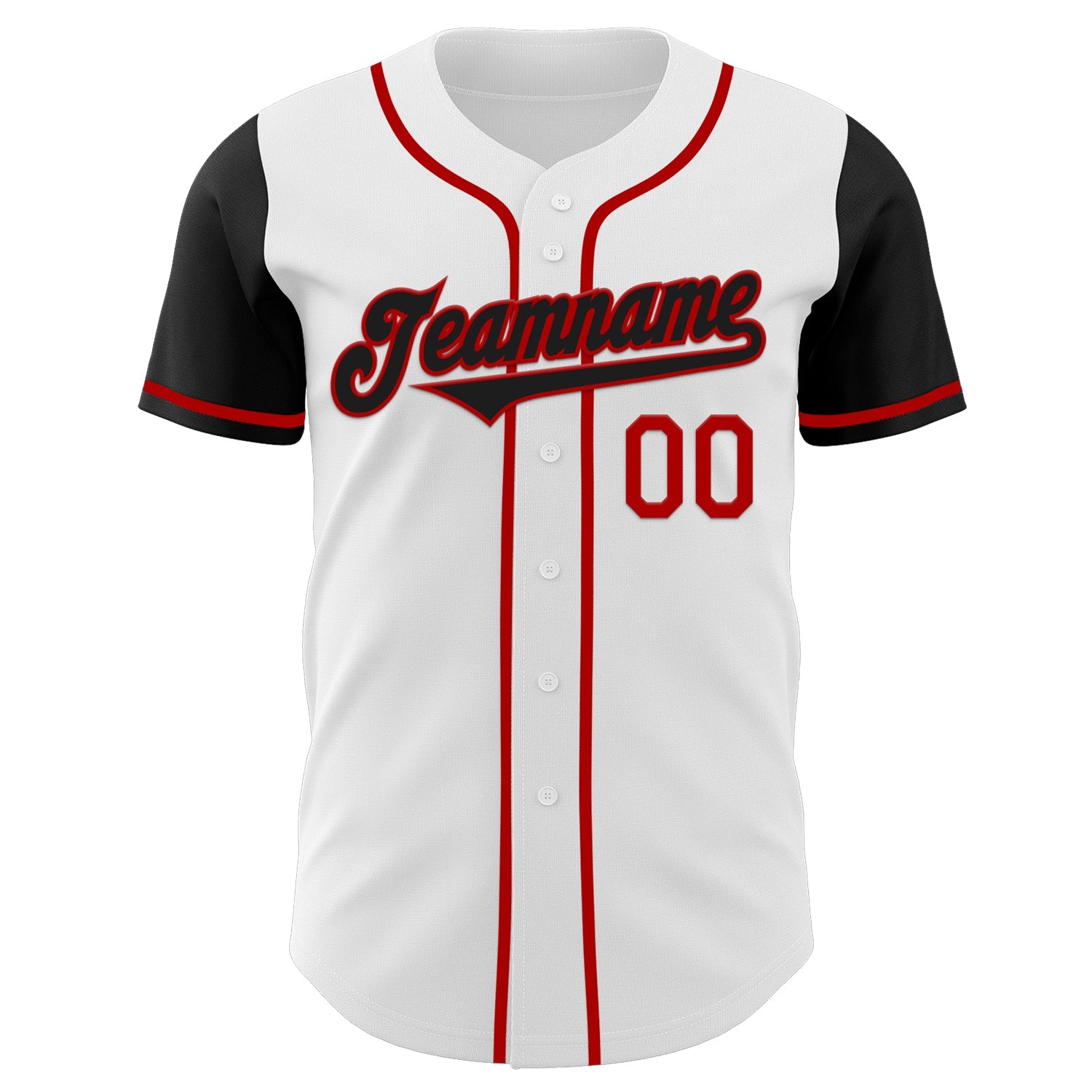 Custom White Black-Red Authentic Two Tone Baseball Jersey view 2