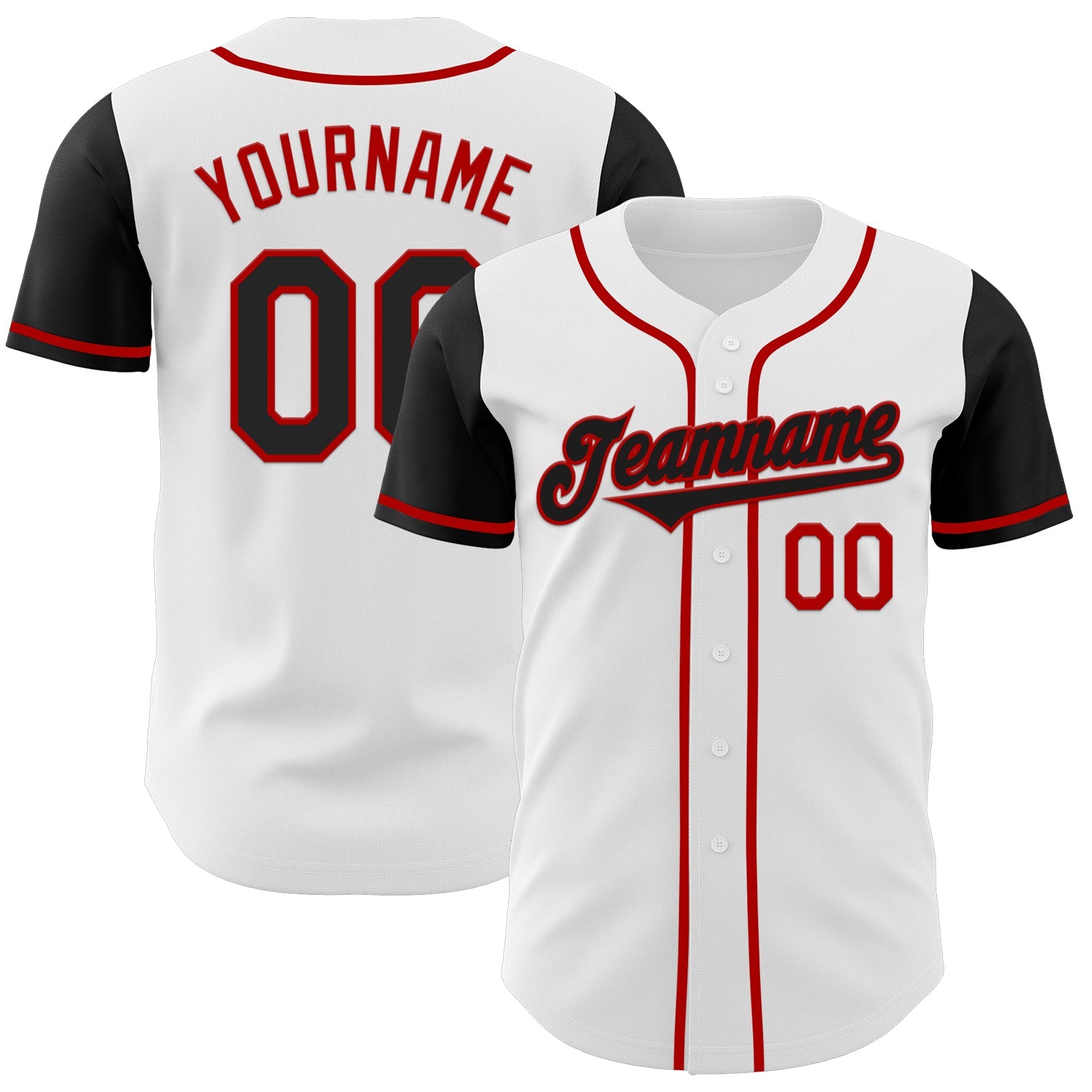 Custom White Black-Red Authentic Two Tone Baseball Jersey - Main View
