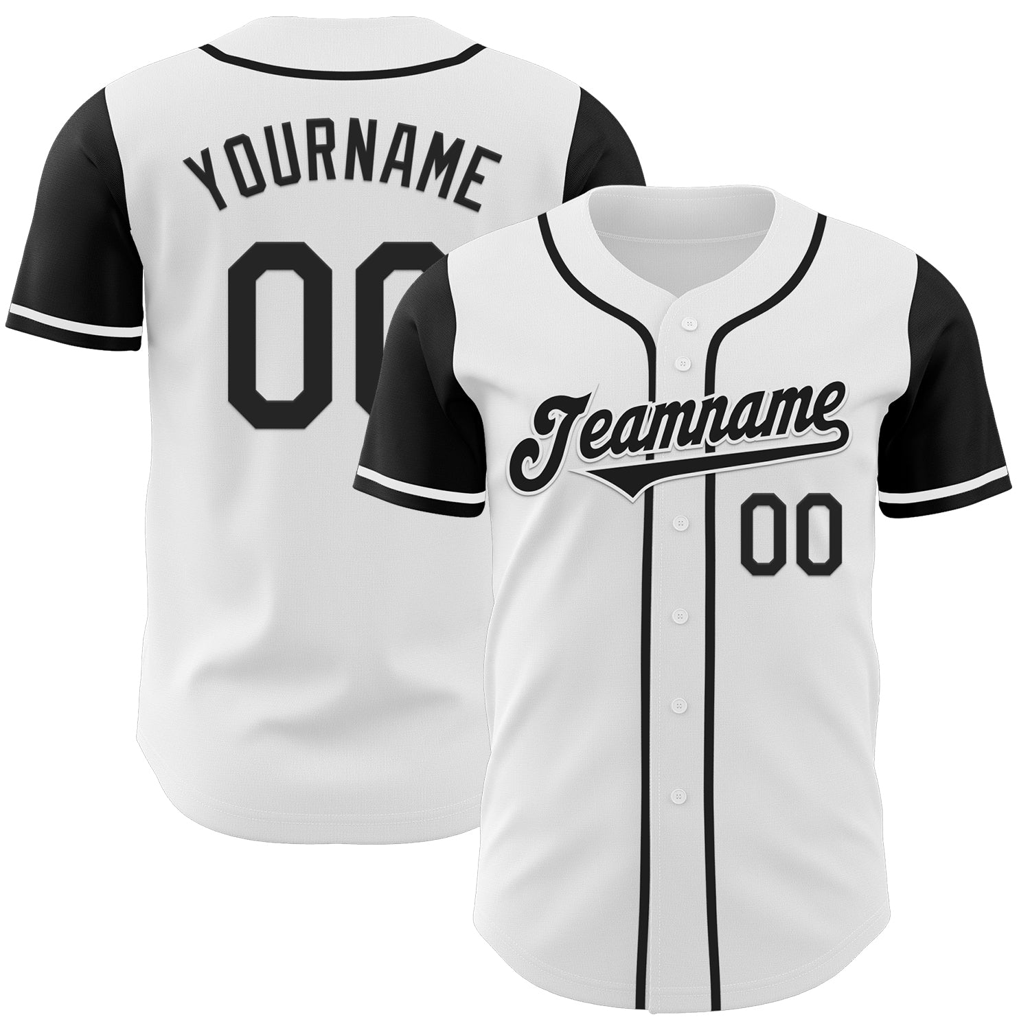 Custom White Black Authentic Two Tone Baseball Jersey - Main View