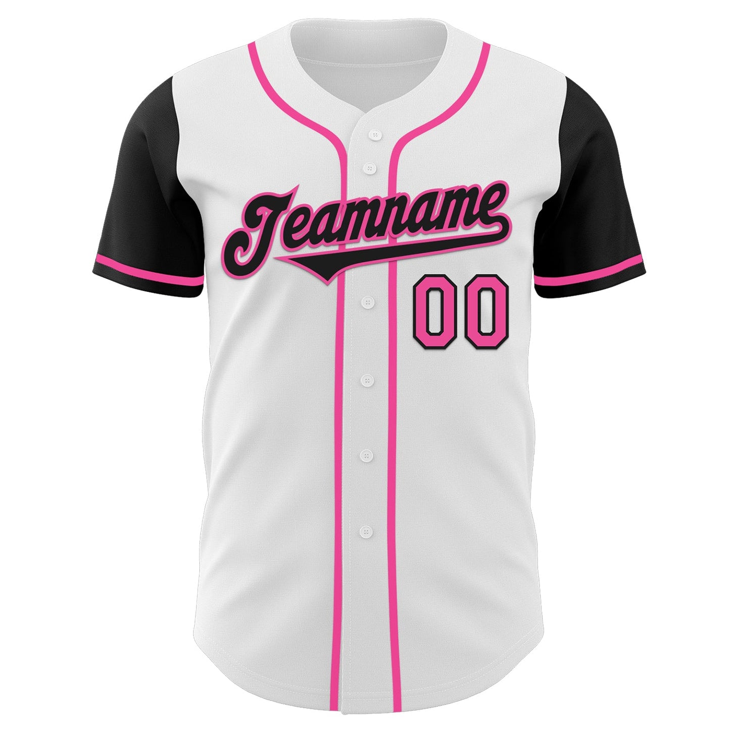 Custom White Black-Pink Authentic Two Tone Baseball Jersey view 2
