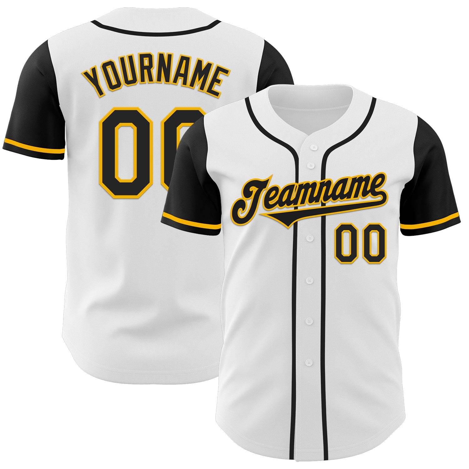 Custom White Black-Gold Authentic Two Tone Baseball Jersey - Main View