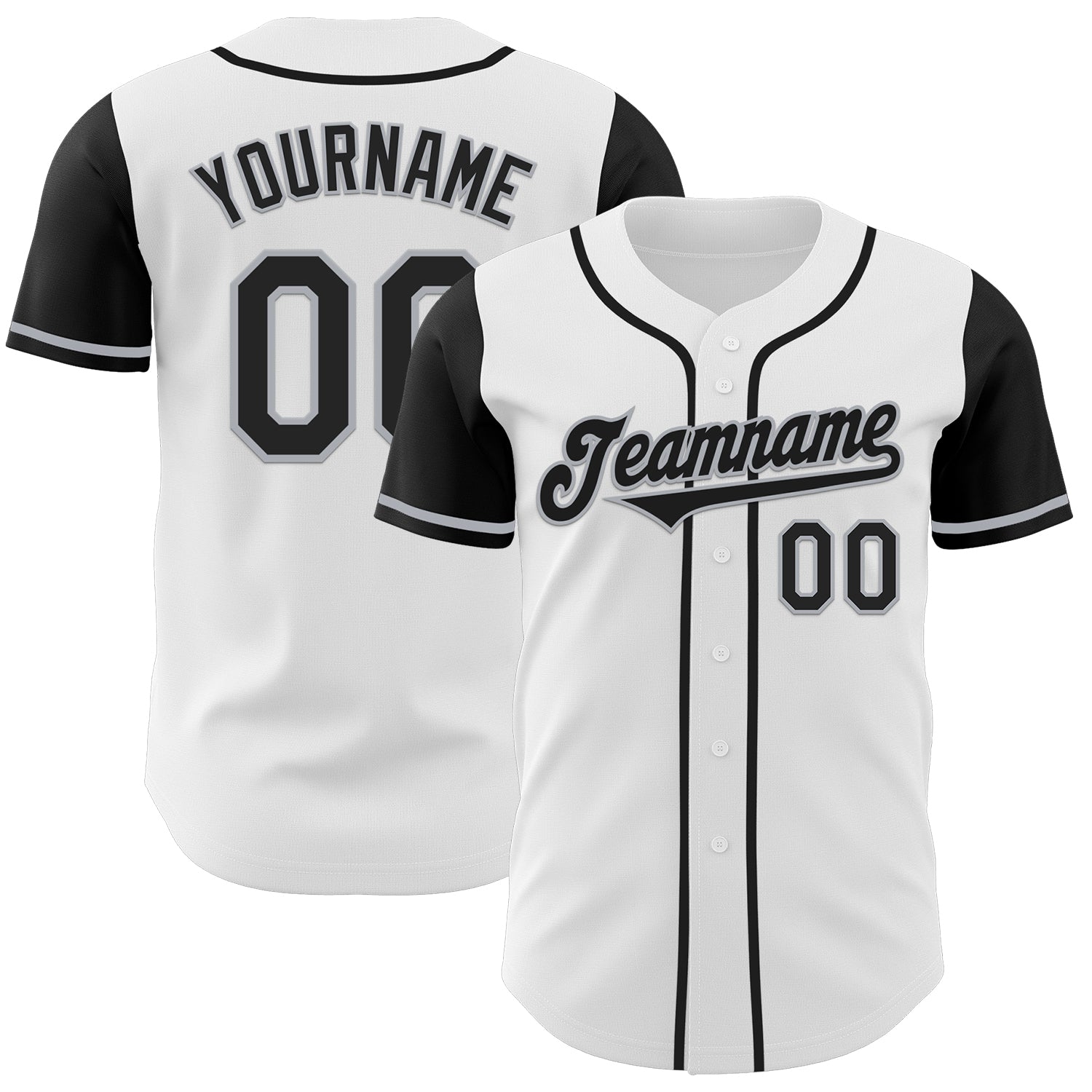 Custom White Black-Gray Authentic Two Tone Baseball Jersey - Main View