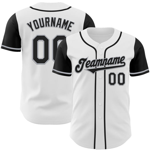 Custom White Black-Gray Authentic Two Tone Baseball Jersey - Main View