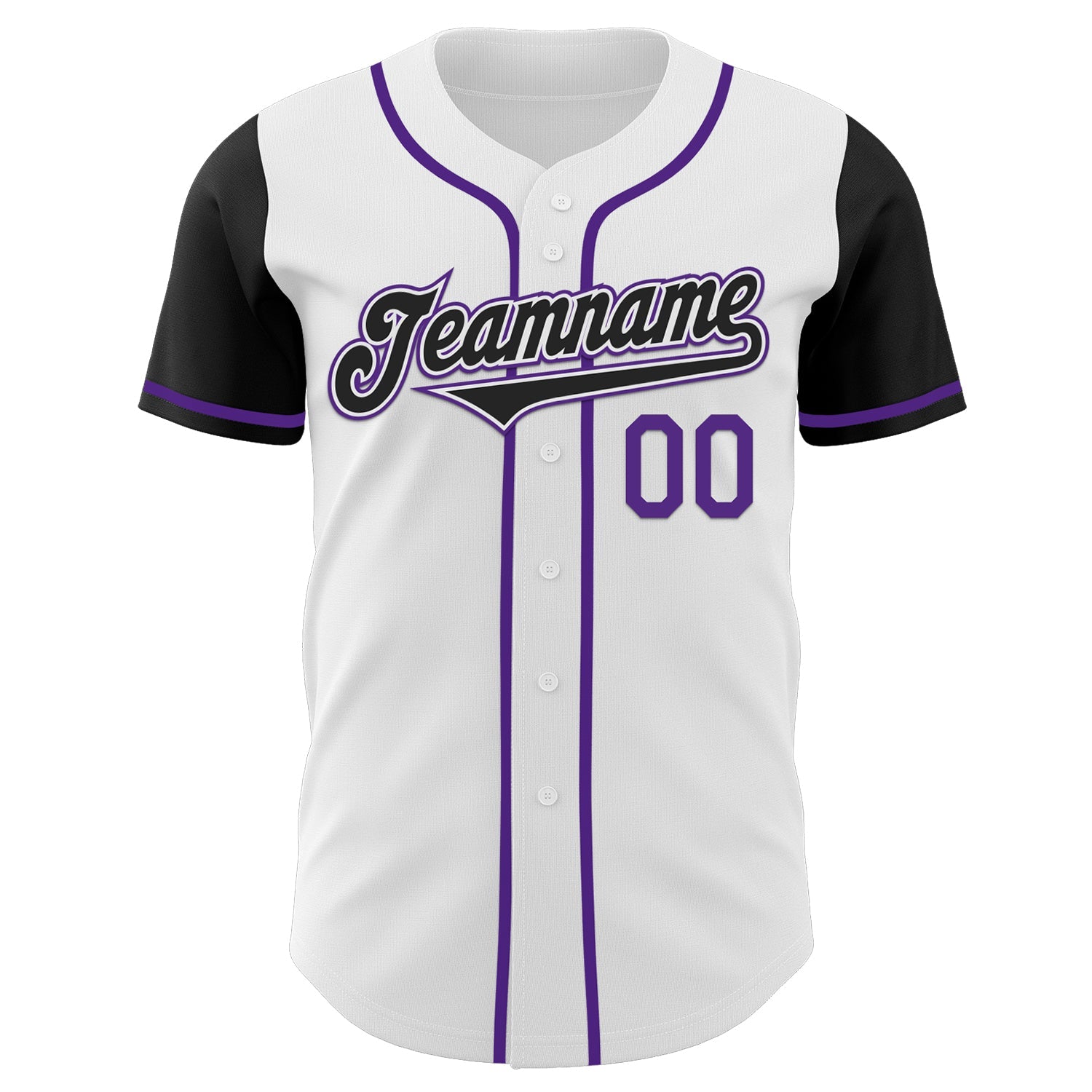 Custom White Black-Purple Authentic Two Tone Baseball Jersey view 2