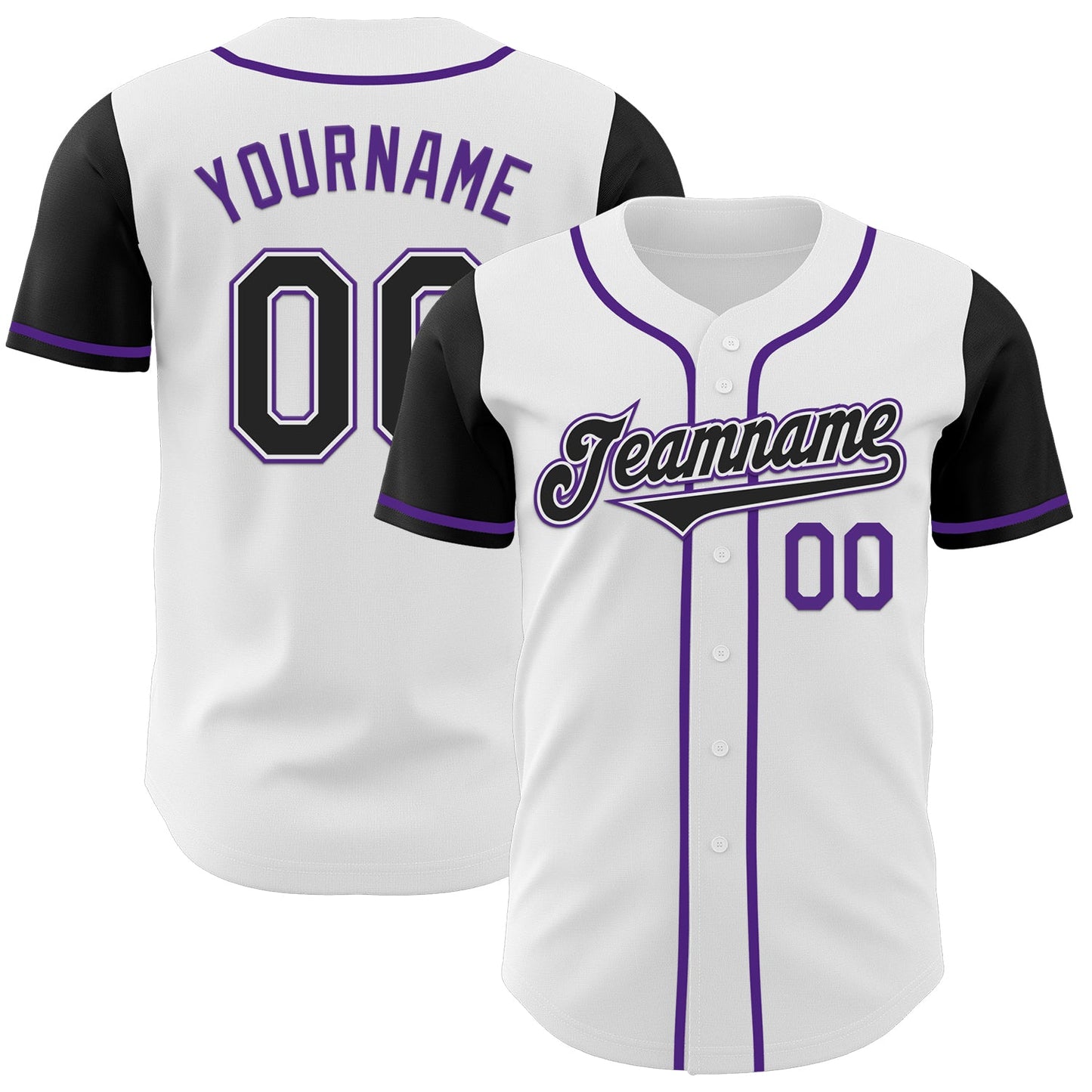 Custom White Black-Purple Authentic Two Tone Baseball Jersey - Main View