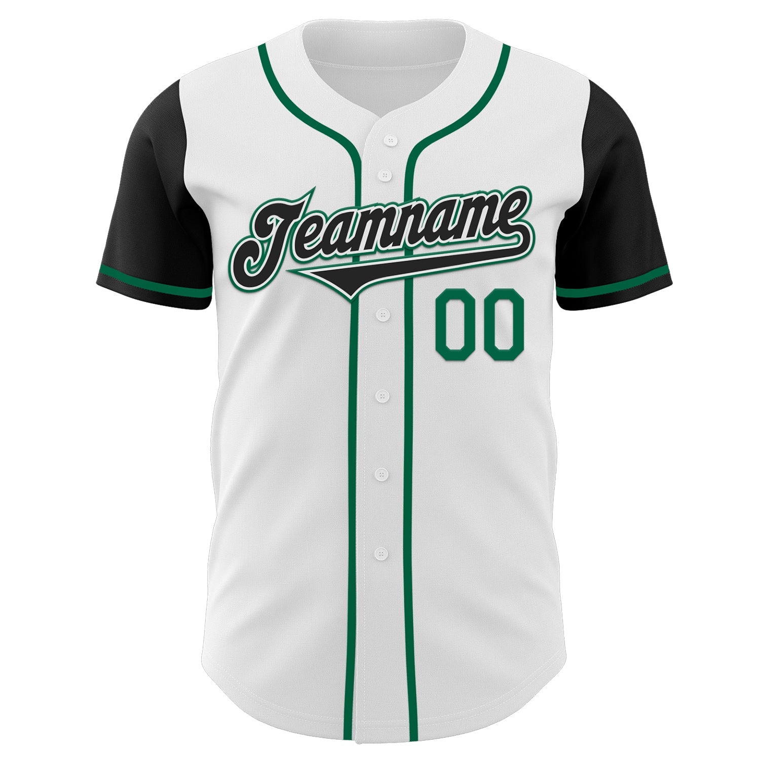 Custom White Black-Kelly Green Authentic Two Tone Baseball Jersey view 2