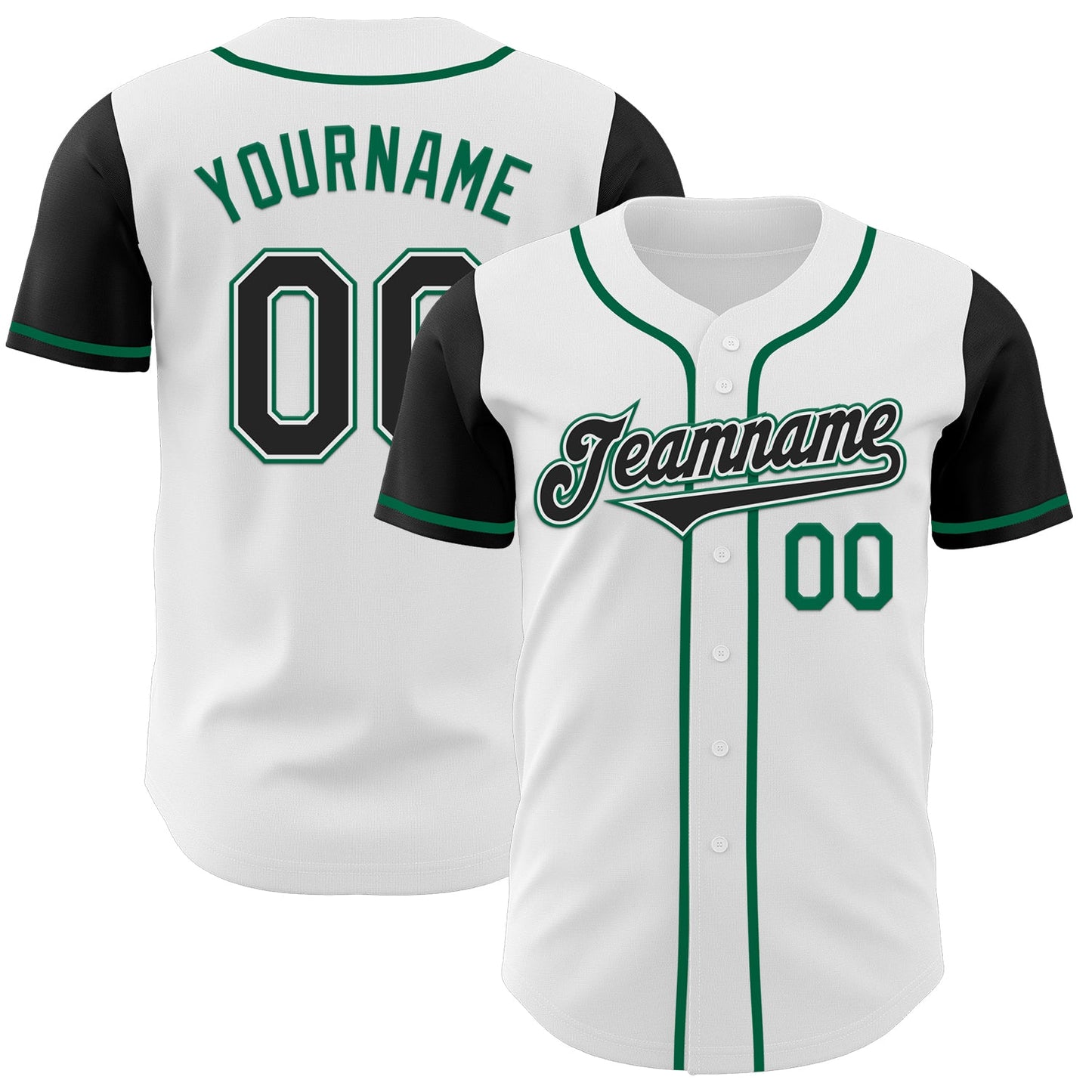 Custom White Black-Kelly Green Authentic Two Tone Baseball Jersey - Main View