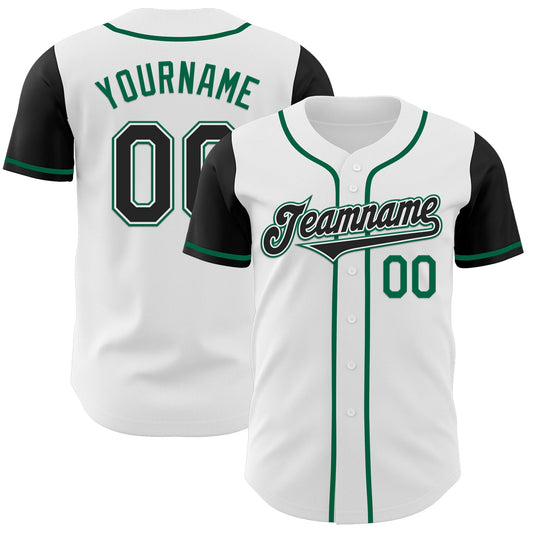 Custom White Black-Kelly Green Authentic Two Tone Baseball Jersey - Main View