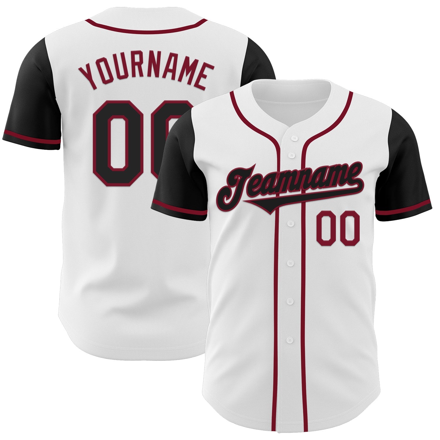 Custom White Black-Crimson Authentic Two Tone Baseball Jersey - Main View