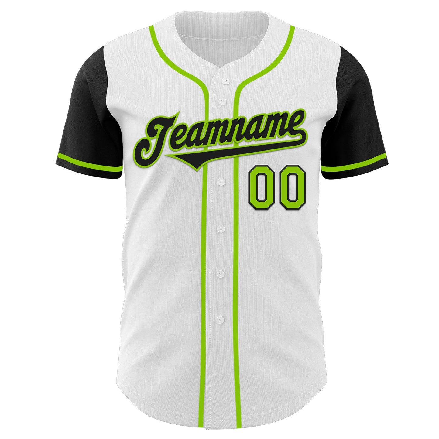 Custom White Black-Neon Green Authentic Two Tone Baseball Jersey view 2