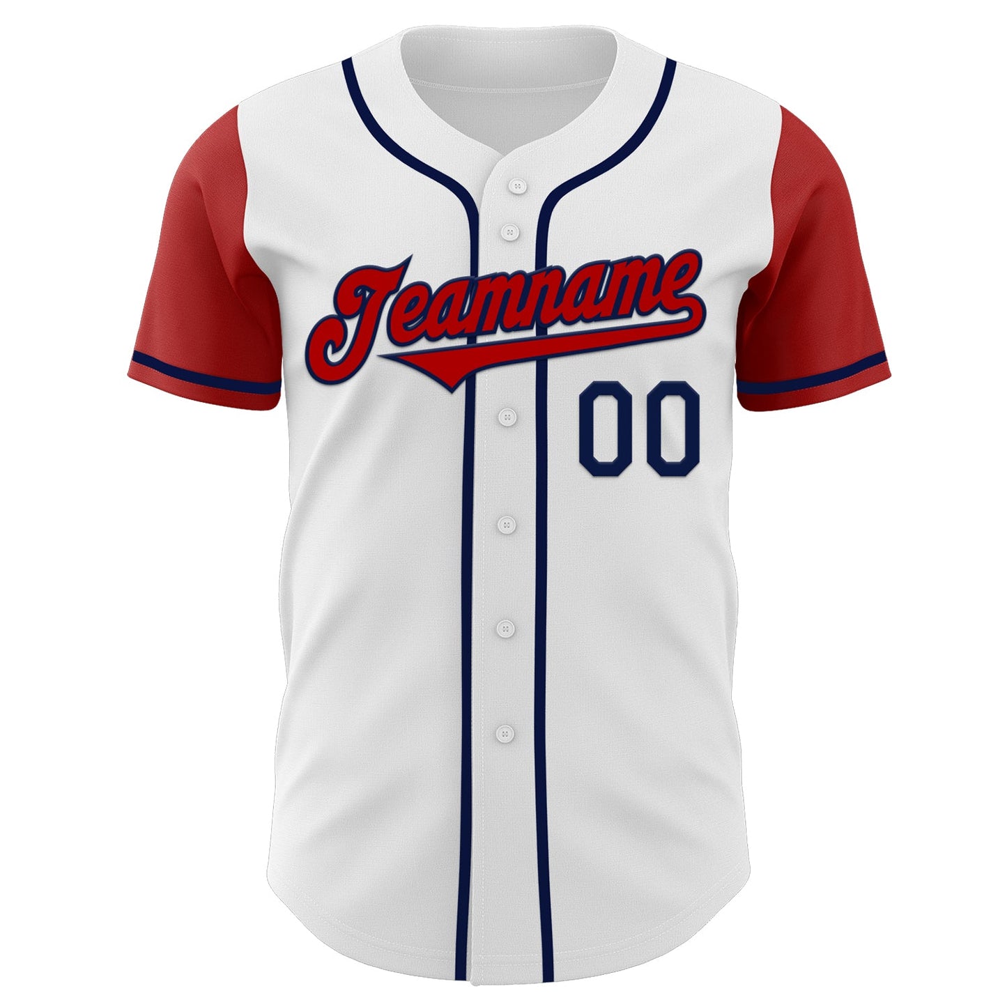 Custom White Red-Navy Authentic Two Tone Baseball Jersey view 2