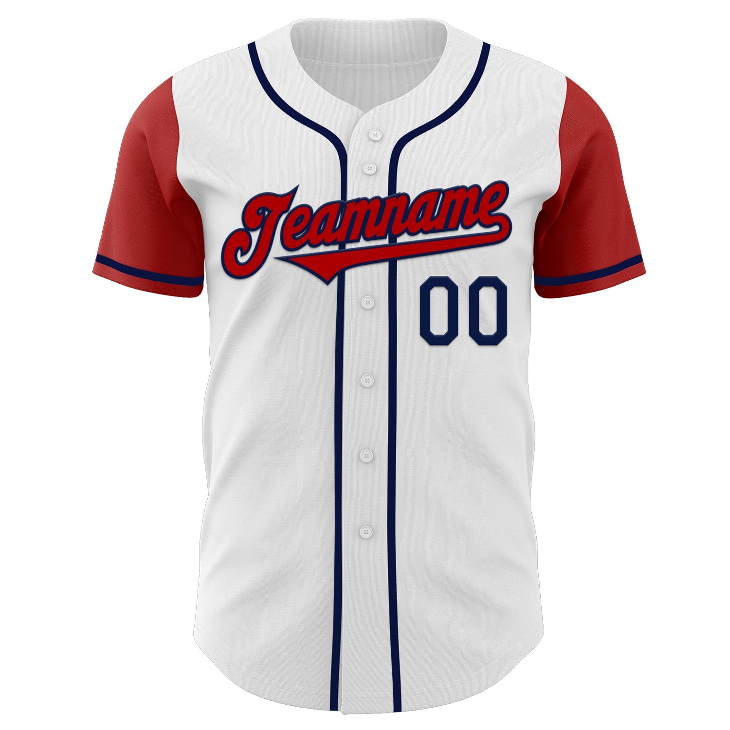 Custom White Red-Navy Authentic Two Tone Baseball Jersey view 2