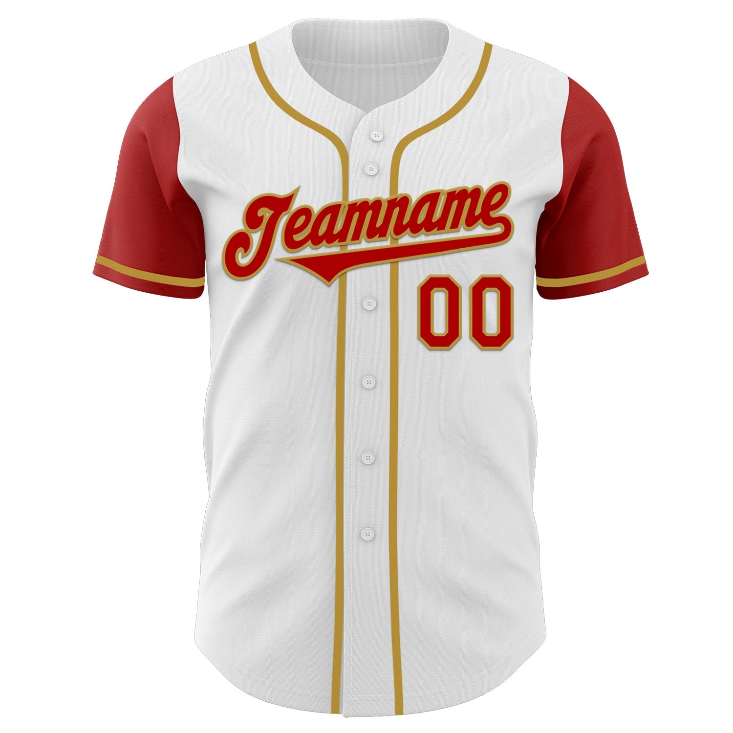 Custom White Red-Old Gold Authentic Two Tone Baseball Jersey view 2