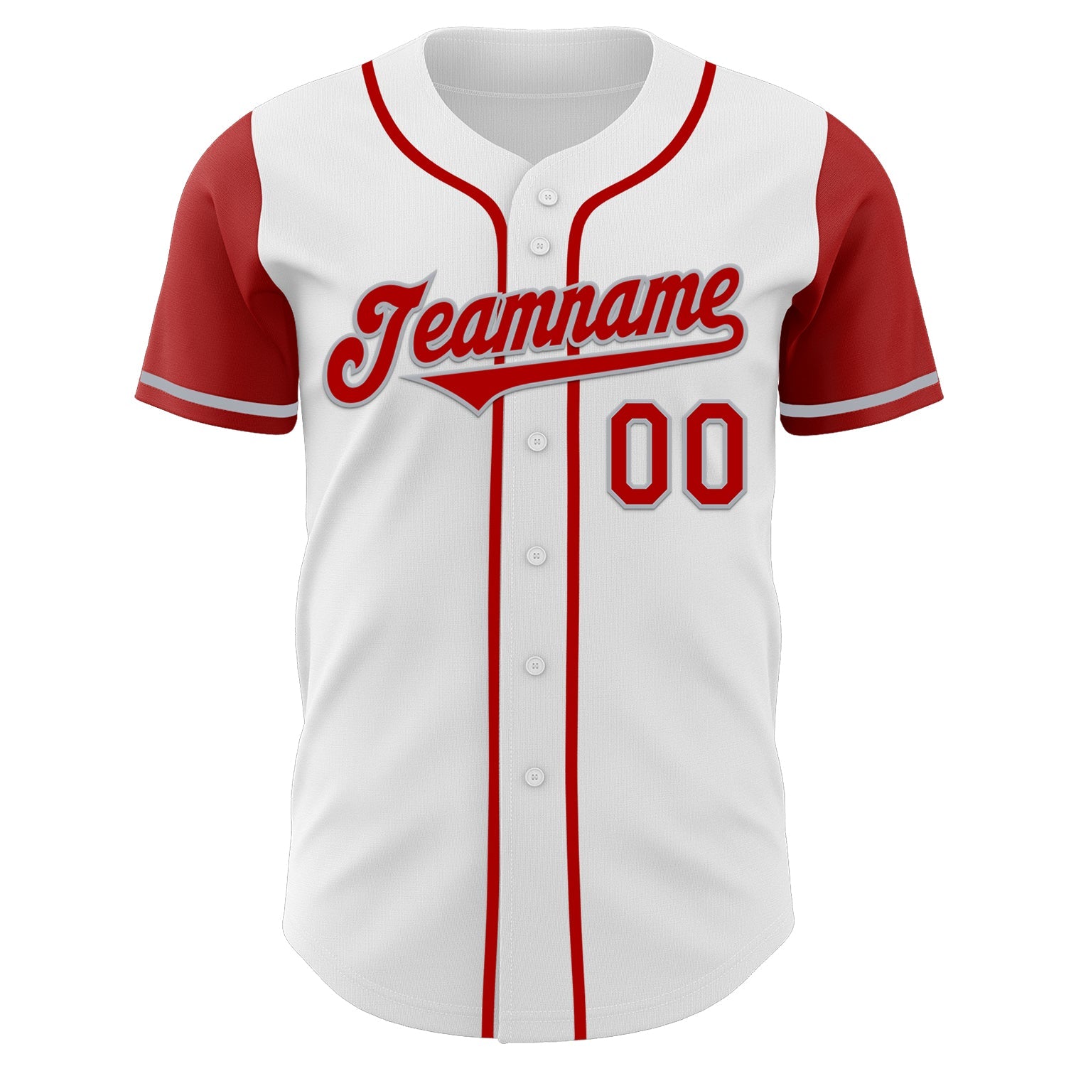 Custom White Red-Gray Authentic Two Tone Baseball Jersey view 2