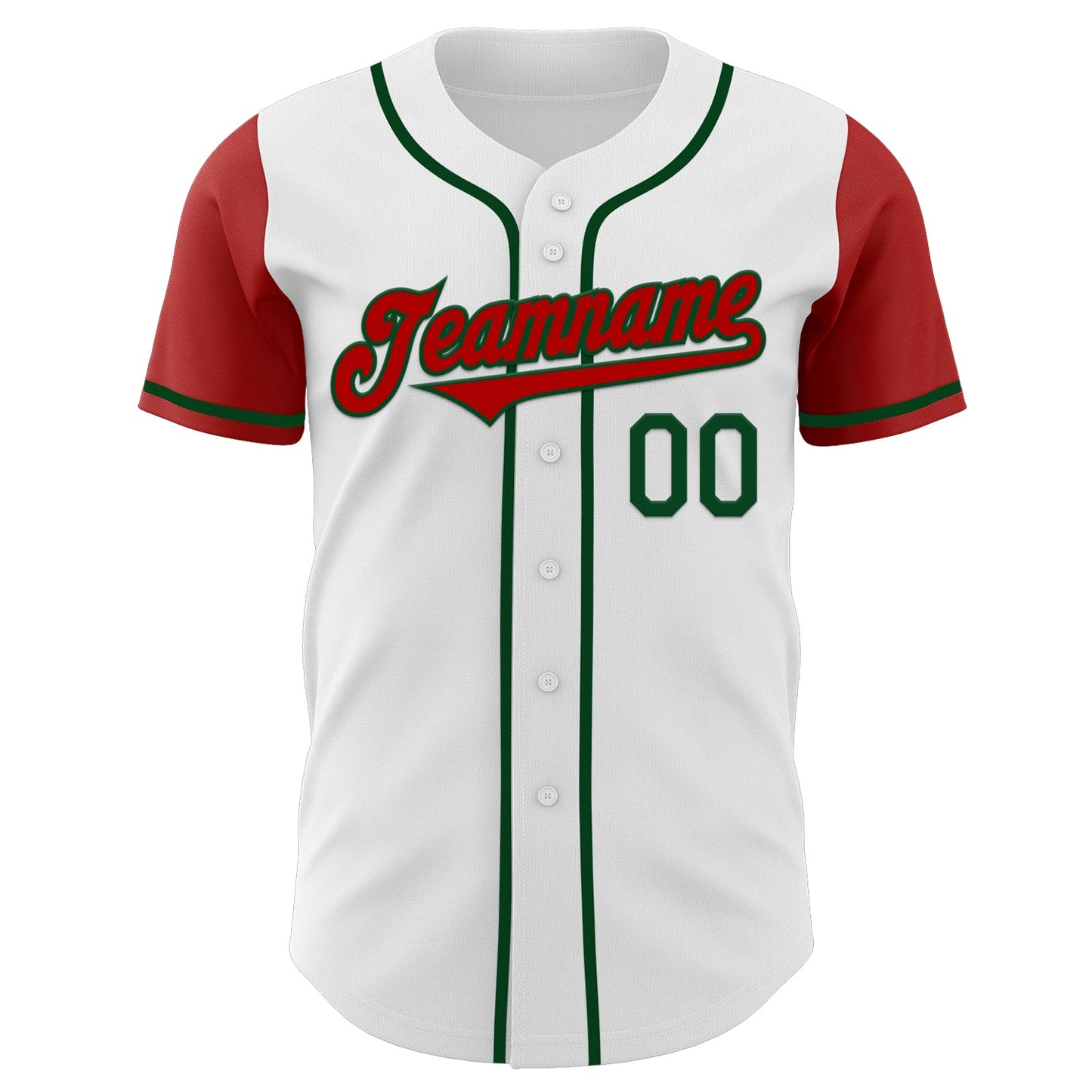 Custom White Red-Green Authentic Two Tone Baseball Jersey view 2