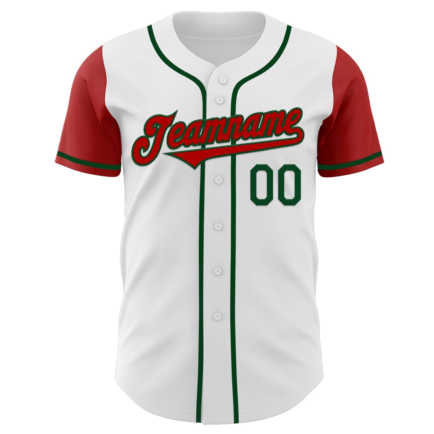 Custom White Red-Green Authentic Two Tone Baseball Jersey view 2