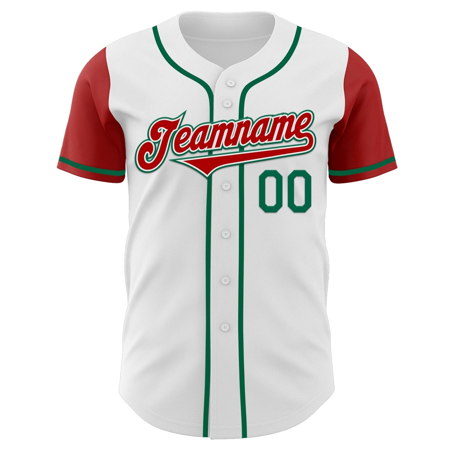 Custom White Red-Kelly Green Authentic Two Tone Baseball Jersey view 2
