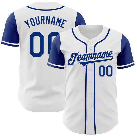Custom White Royal Authentic Two Tone Baseball Jersey - Main View