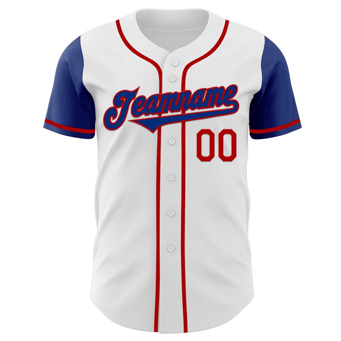 Custom White Royal-Red Authentic Two Tone Baseball Jersey view 2
